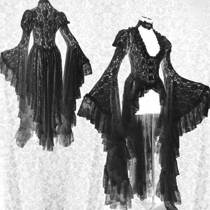 Women's Vintage Court Style Lace Embroidery Sexy Patchwork Antique Dresses