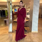 Solid Color Batwing Sleeve High Waist Dresses