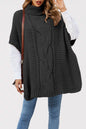 Women's Turtleneck Twist Shawl Loose Half Sleeve Knitwear
