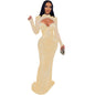 Women's Wear Solid Color Rhinestone Mesh Long Dresses