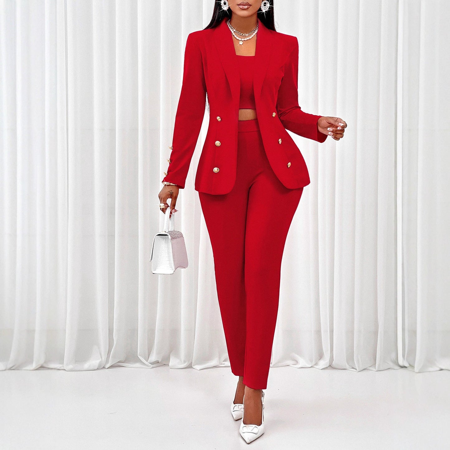 Women's Fashion Long Sleeve Small Outfit Three-piece Suits