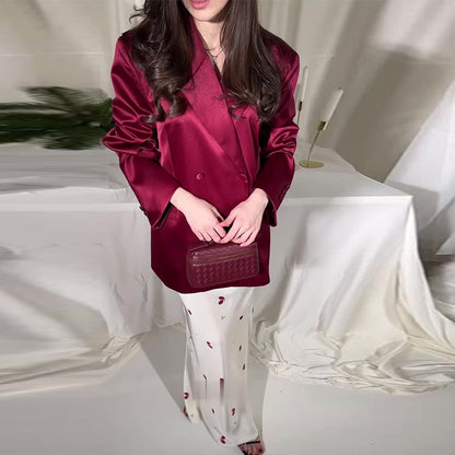 Women's Autumn Solid Color Mercerizing Two-piece Set Suits