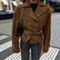 Women's Suede Retro Commuter Brown Collar High-grade Coats