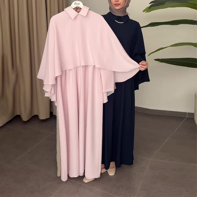 Loose Leisure Shawl Gown Dress Two-piece Shorts