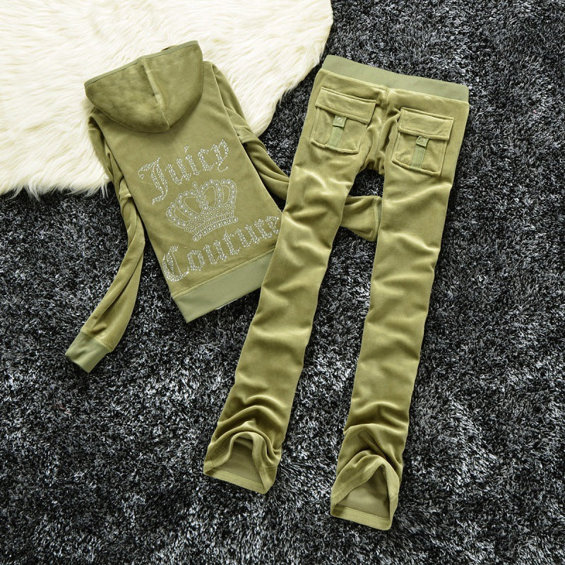 Women's Silk Veet Crown Hot Drilling Lettered Coats
