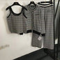 Women's Jacquard Knitted Three-piece Set High Waist Suits
