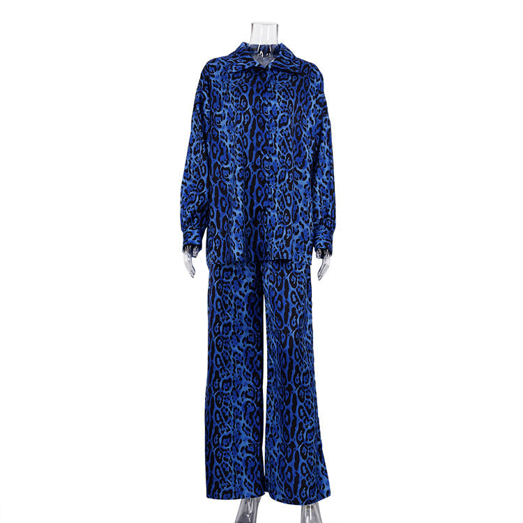 Women's Spring Clothes Temperament Long Sleeve Leopard Print Suits