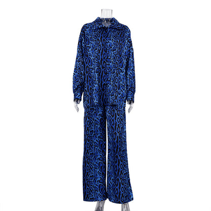 Women's Spring Clothes Temperament Long Sleeve Leopard Print Suits