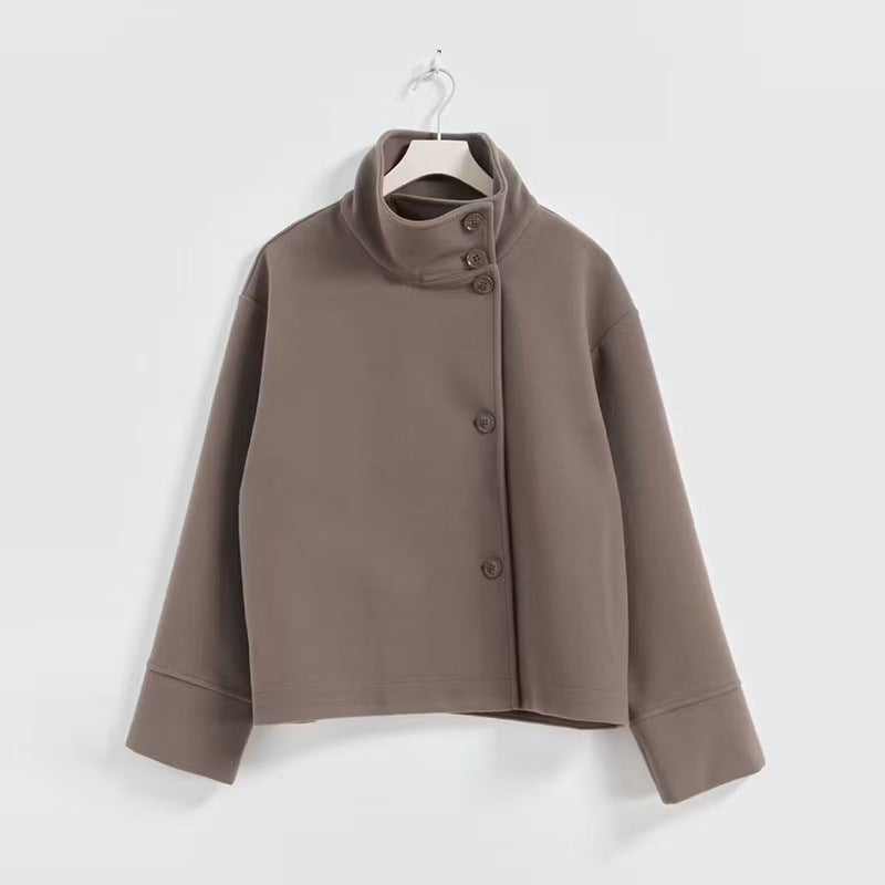 Women's High Quality Elegant Stand Collar Single Breasted Coats