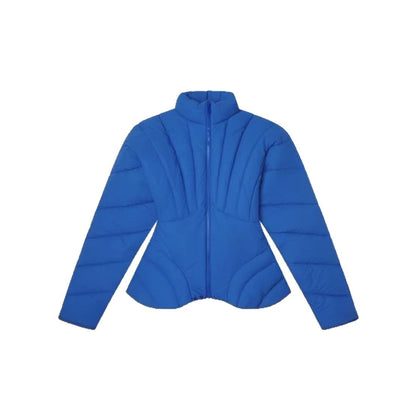 Women's Waist Winter Stand Collar Warm Zipper Coats