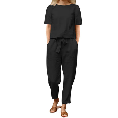 Women's Cotton Linen Summer Half Sleeve Oversized Pants