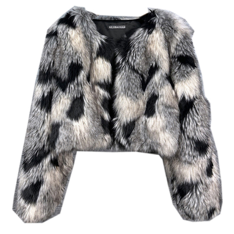 Women's Dyed Pointed Jacquard Faux Fox Imitation Coats
