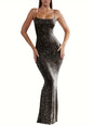 High-grade Formal Transparent Mesh Rhinestone Strap Dresses