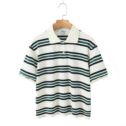Fashion Striped Sleeve T-shirt Low Waist Suits