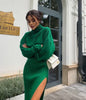 Turtleneck Loose Pullover Split Sexy Long Suits