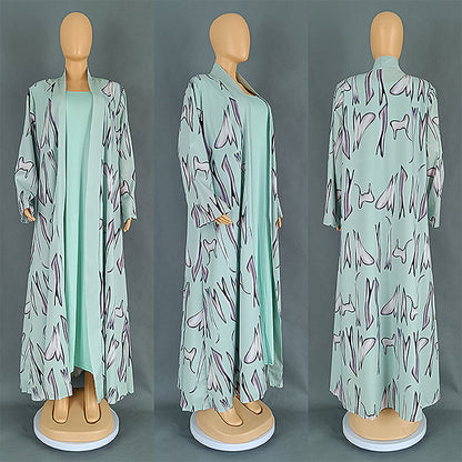 Women's African Wear Digital Printing Long Robe Suits