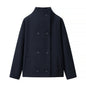 Women's Double-breasted Solid Color Woolen Fabric Lapel Coats