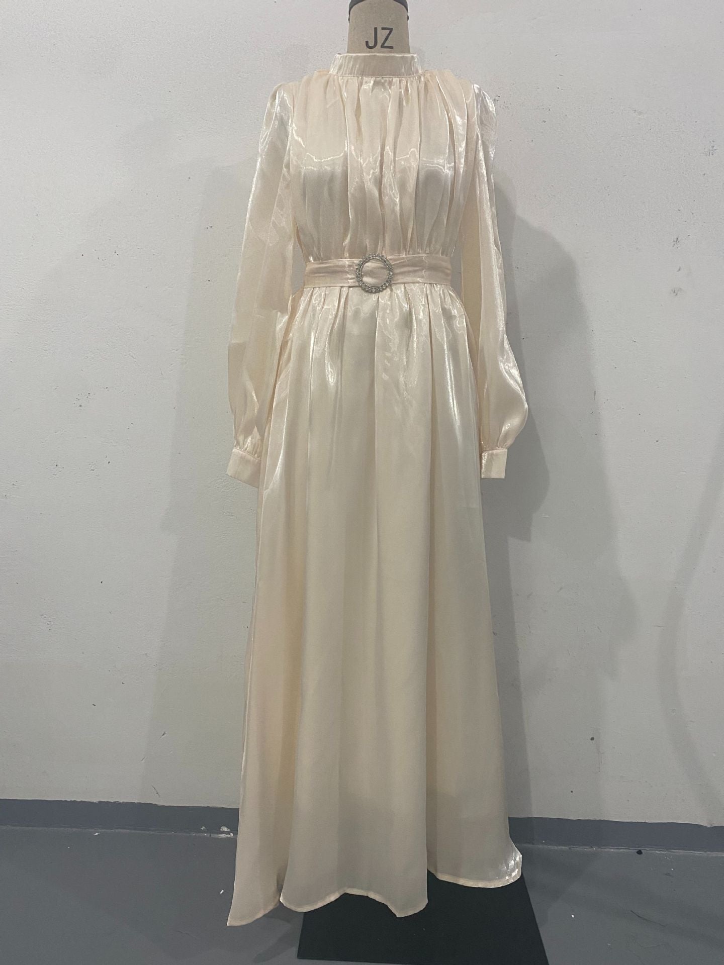 Organza Lantern Sleeve Long Slim Fit Dresses