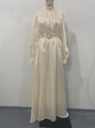 Organza Lantern Sleeve Long Slim Fit Dresses