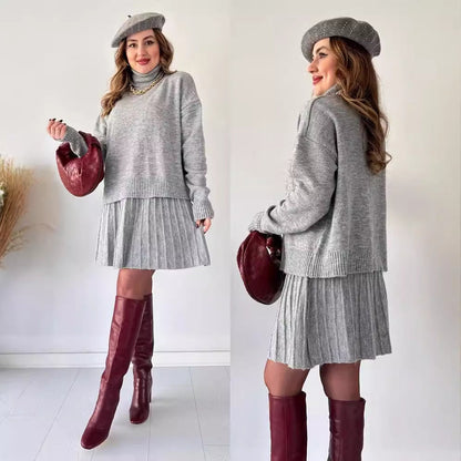 Autumn Solid Color Round Neck Loose Suits