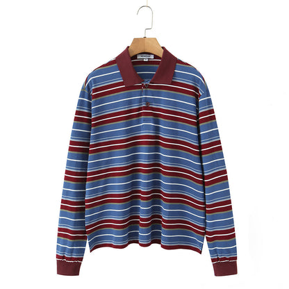 Women's Autumn Collar Long Sleeve Contrast Color Blouses