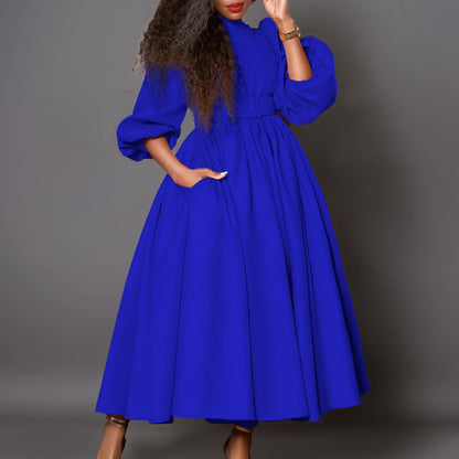 Women's Turtleneck Sleeve Waist Temperament Slimming Large Dresses