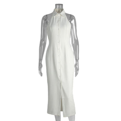 Women's Fashionable Simple Slit Long Dress Summer Dresses