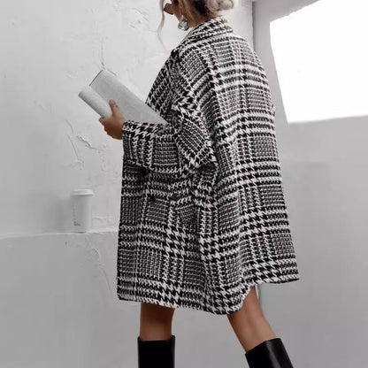 Extra Thick Band Lining Plaid Woolen Coats
