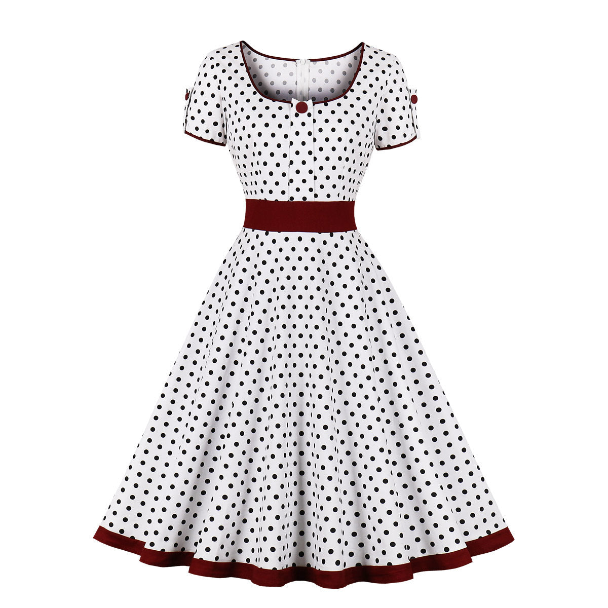 Retro Dots Dress Elegant Big Hem Skirts