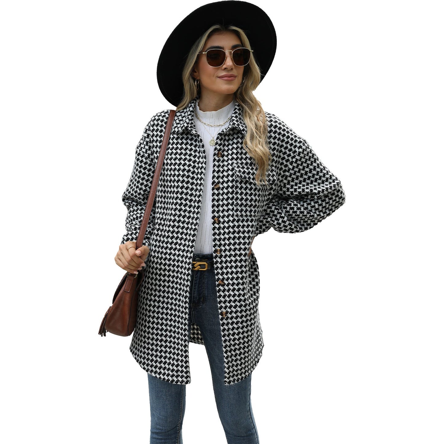 Women's Pretty Polo Collar Mid-length Woolen Coats