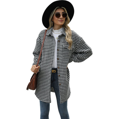 Women's Pretty Polo Collar Mid-length Woolen Coats