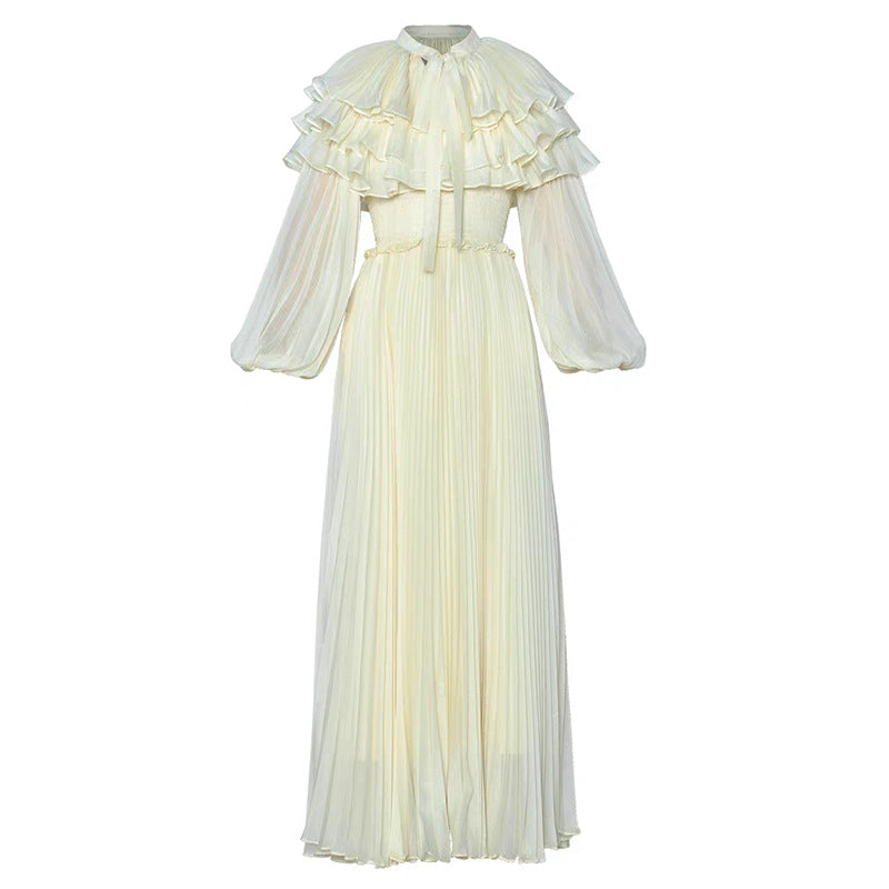 Women's Led Lantern Sleeve Dress Waist Solid Dresses