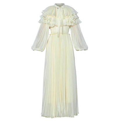 Women's Led Lantern Sleeve Dress Waist Solid Dresses
