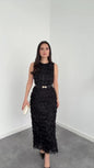 Women's Round Neck Sleeveless Ruffled Elegant Dress Dresses