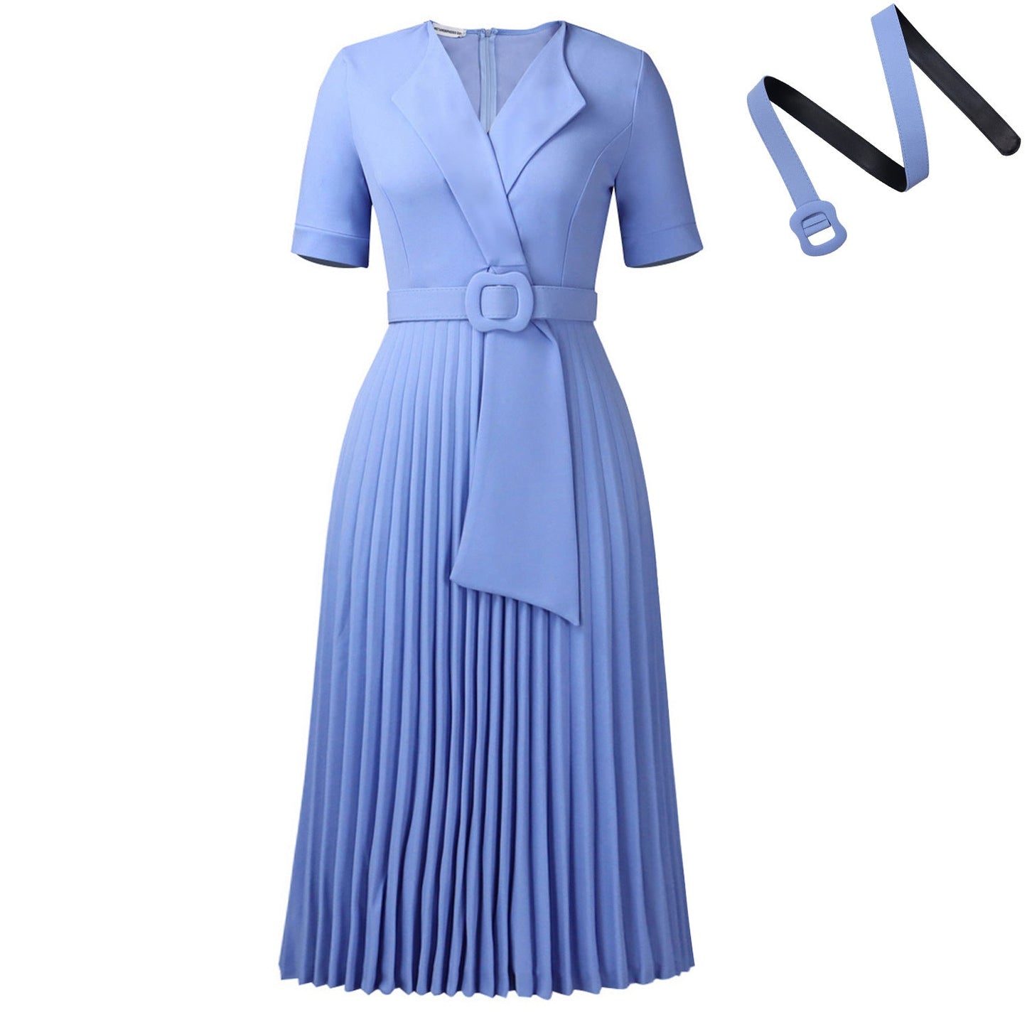Sleeve Fashion Elegant Pleated High Waist Dresses