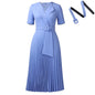 Sleeve Fashion Elegant Pleated High Waist Dresses