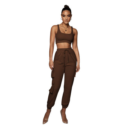 Women's Fashion Casual Set Solid Color Pocket Suits