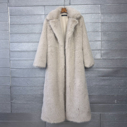 Women's Imitation Plush Furry Fur Extended Collar Coats