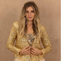 Women's Fashion Stand Collar Color Matching Sequins Casual Coats