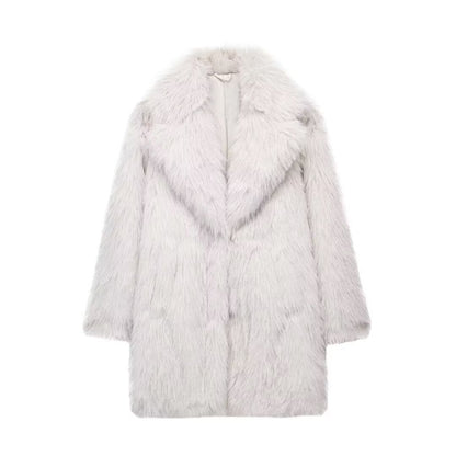 Women's Elegant Long Artificial Fur Furry Coats