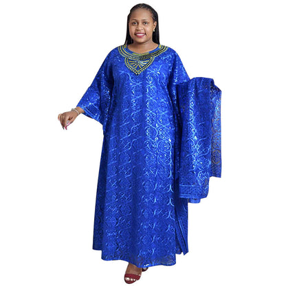 Women's Loose Batwing Sleeve Dress Robe Three-piece Dresses