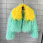 Women's Contrast Color Imitation Wool Faux Fur Coats