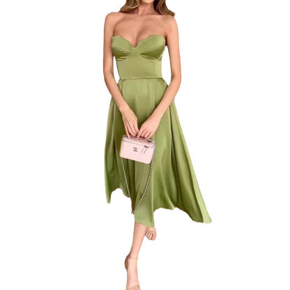 Summer Solid Color Cold-shoulder Sleeveless Sexy Dresses