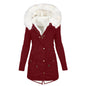 Women's White Fur Collar Hood Warm With Coats