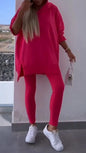 Women's Sports Casual Slit Hooded Tights Two-piece Suits