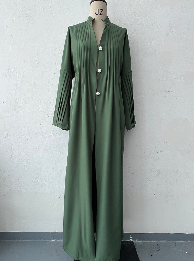 Cool Designer Model Simplicity Pleated Loose Coats