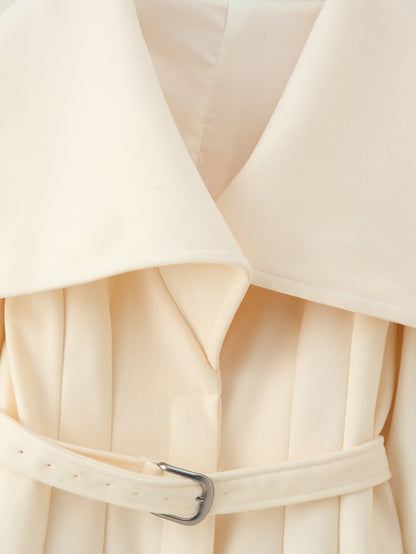 Women's Fashion Casual With Belt Lapel Woolen Coats