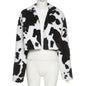 Women's Black White Polka Dot Plush Loose Coats