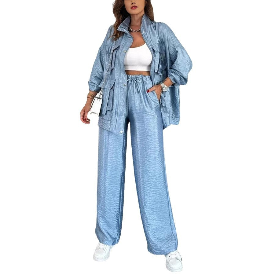 Women's Two-piece Set Solid Color Fashion Long-sleeved Suits