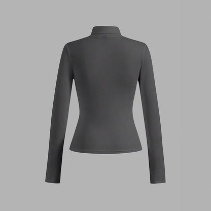 Women's Solid Color Casual Set Turtleneck Long Blouses